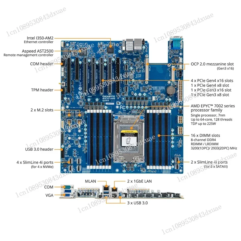 Processor EPCY CPU Server Motherboard MZ32-AR0Wholesale Used Systemboard Single EPCY 7002 7003 - Image 2