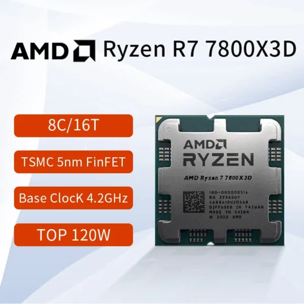 AMD RYZEN 7 7800X3D Brand New CPU Gaming Processor AMD R7 7800X3D 8-Core 16-Thread 5NM 96M Socket AM5 Without Fan Game Cache Hot - Image 3